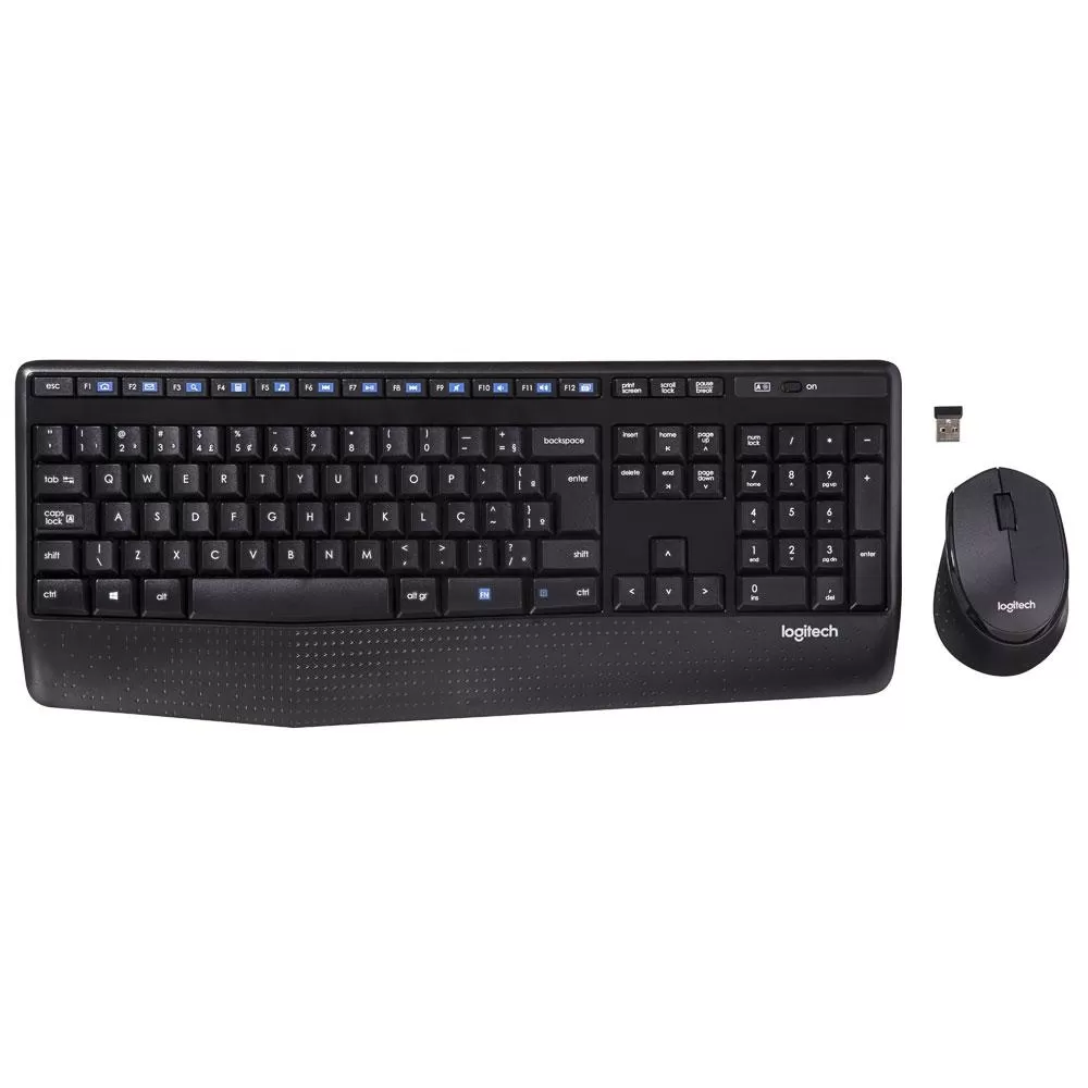Teclado e Mouse Logitech MK345 Sem Fio 1000DPI Preto ABNT2